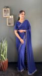 DESIGNER GEORGETTE SWAROVSKI WORK READY TO WEAR SAREE WITH UNSTITCHED BLOUSE PARTY WEAR WHOLESALE PRICE ETHNIC GARMENT (2)