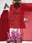 DESIGNER GEORGETTE THREAD & SEQUENCE EMBROIDERY WORK BLOUSE JACKET WITH SHARARA AND DUPATTA PARTY WEAR WHOLESALE PRICE ETHNIC GARMENT (3)
