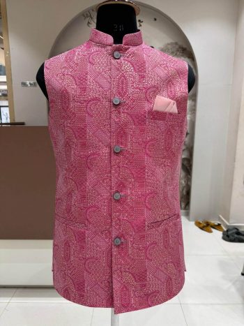 DESIGNER JACQUARD MEN'S KOTI PINK