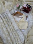 DESIGNER JIMMY CHOO CODING WITH THREAD WORK SAREE WITH UNSTITCHED BLOUSE WEDDING WEAR WHOLESALE PRICE ETHNIC GARMENT (8)