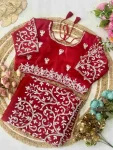 DESIGNER JIMMY CHOO SILK MULTI THREAD EMBROIDERY CODING SEQUENCE WORK SAREE WITH UNSTITCHED BLOUSE WEDDING WEAR WHOLESALE PRICE ETHNIC GARMENT (3)