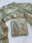 DESIGNER JIMMY CHOO SILK SEQUENCE EMBROIDERY CUT WORK LACE BORDER WORK SAREE WITH UNSTITCHED BLOUSE WEDDING WEAR WHOLESALE PRICE ETHNIC GARMENT (5)