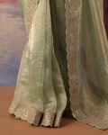 DESIGNER JIMMY CHOO SILK SEQUENCE EMBROIDERY CUT WORK LACE BORDER WORK SAREE WITH UNSTITCHED BLOUSE WEDDING WEAR WHOLESALE PRICE ETHNIC GARMENT (5)