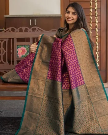 DESIGNER LICHI SILK JACQUARD WORK SAREE WITH UNSTITCHED BLOUSE WINE