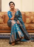 DESIGNER LICHI SILK JACQUARD WORK SAREE WITH UNSTITCHED BLOUSE RAMA