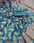 DESIGNER LICHI SILK JACQUARD WORK SAREE WITH UNSTITCHED BLOUSE FESTIVE WEAR WHOLESALE PRICE ETHNIC GARMENT (2)