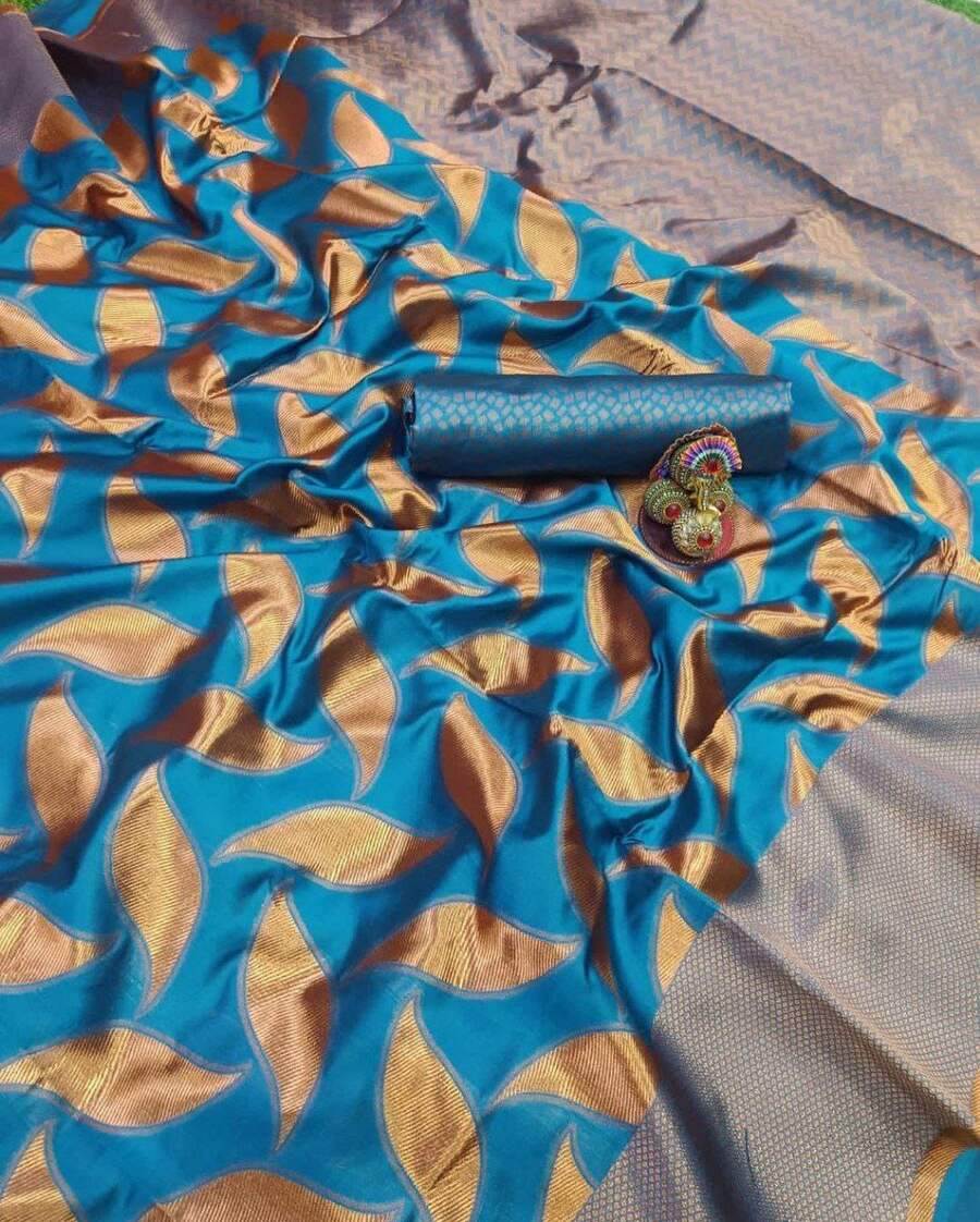 DESIGNER LICHI SILK JACQUARD WORK SAREE WITH UNSTITCHED BLOUSE FESTIVE WEAR WHOLESALE PRICE ETHNIC GARMENT (3)