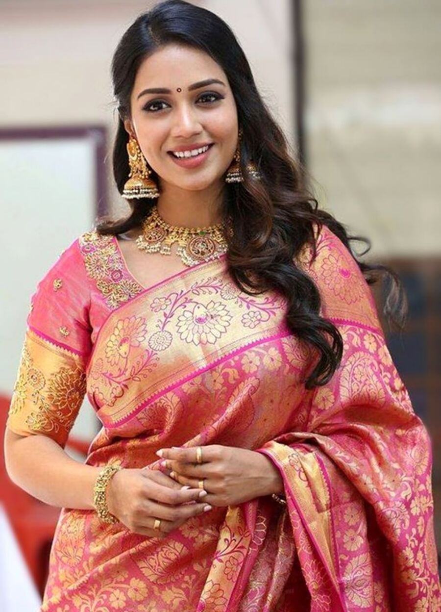 DESIGNER LICHI SILK JACQUARD WORK SAREE WITH UNSTITCHED BLOUSE FESTIVE WEAR WHOLESALE PRICE ETHNIC GARMENT (7)