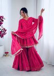 DESIGNER MAL CHANDERI REAL MIRROR WITH HANDWORK TOP SHARARA WITH DUPATTA PARTY WEAR WHOLESALE PRICE ETHNIC GARMENT (2)