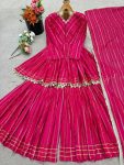 DESIGNER MAL CHANDERI REAL MIRROR WITH HANDWORK TOP SHARARA WITH DUPATTA PARTY WEAR WHOLESALE PRICE ETHNIC GARMENT (2)