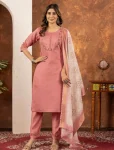 DESIGNER MARINA SILK MULTI EMBROIDERY THREAD WITH HAND WORK TOP BOTTOM WITH DUPATTA PEACH