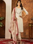DESIGNER MARINA SILK MULTI EMBROIDERY THREAD WITH HAND WORK TOP BOTTOM WITH DUPATTA OFF WHITE
