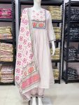 DESIGNER MUL CHANDERI PRINT WITH EMBROIDERY WORK TOP BOTTOM WITH DUPATTA CASUAL WEAR WHOLESALE PRICE ETHNIC GARMENT (4)