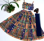 DESIGNER MUL MUL SILK DESIGNER PRINT WORK KID’S LEHENGA CHOLI WITH DUPATTA FESTIVE WEAR WHOLESALE PRICE ETHNIC GARMENT (7)