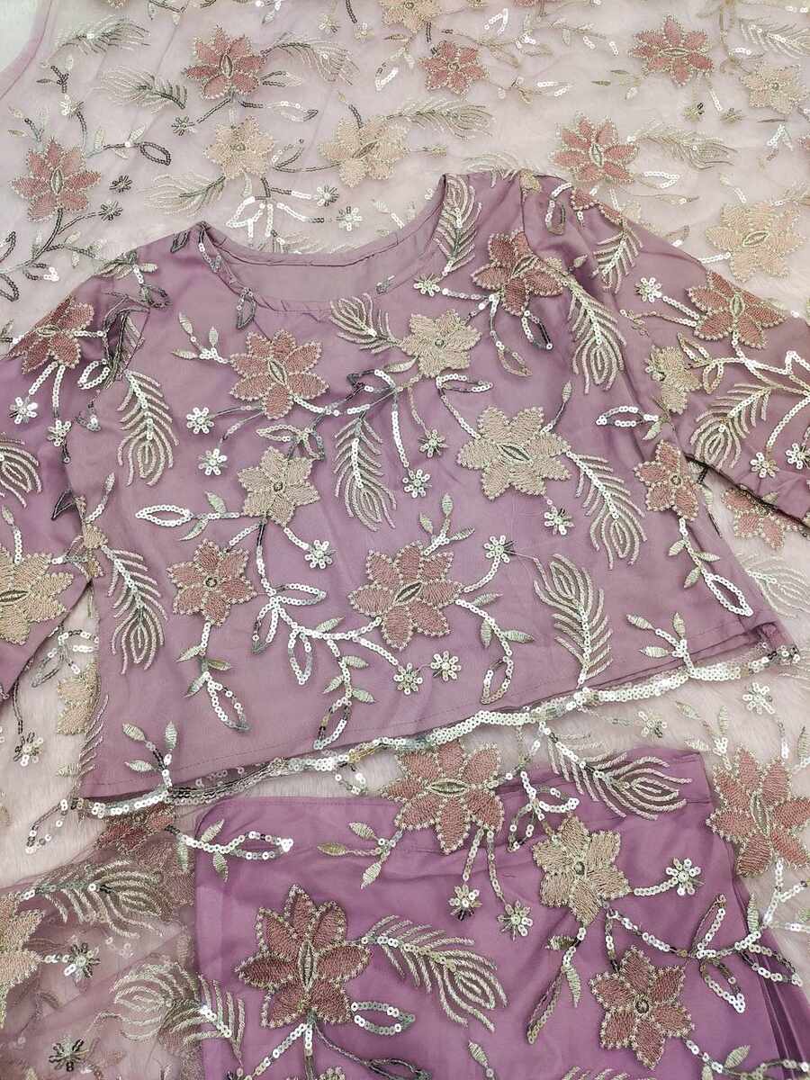 DESIGNER NATURAL SILK AND SOFT NET EMBROIDERY SEQUENCE WORK READY TO WEAR SAREE WITH STITCHED BLOUSE PARTY WEAR WHOLESALE PRICE ETHNIC GARMENT (4)