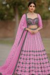 DESIGNER NET CHAIN WORK LEHENGA CHOLI WITH DUPATTA PINK