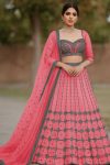 DESIGNER NET CHAIN WORK LEHENGA CHOLI WITH DUPATTA PEACH