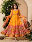 DESIGNER ORGANZA EMBROIDERY SEQUENCE WORK WITH DIGITAL PRINT WORK GOWN BOTTOM WITH DUPATTA FESTIVE WEAR WHOLESALE PRICE ETHNIC GARMENT (3)
