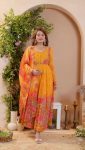 DESIGNER ORGANZA EMBROIDERY SEQUENCE WORK WITH DIGITAL PRINT WORK GOWN BOTTOM WITH DUPATTA FESTIVE WEAR WHOLESALE PRICE ETHNIC GARMENT (3)