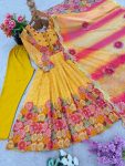 DESIGNER ORGANZA EMBROIDERY SEQUENCE WORK WITH DIGITAL PRINT WORK GOWN BOTTOM WITH DUPATTA FESTIVE WEAR WHOLESALE PRICE ETHNIC GARMENT (3)