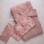 DESIGNER ORGANZA SILK EMBRODERY THREAD, ZARI WITH SEQUENCE WORK SAREE WITH UNSTITCHED BLOUSE PARTY WEAR WHOLESALE PRICE ETHNIC GARMENT (2)