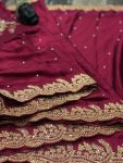 DESIGNER RANGOLI SILK EMBRODERY SEQUANCE WITH ZARI WORK FANCY BORDER WORK SAREE WITH UNSTITCHED BLOUSE PARTY WEAR WHOLESALE PRICE ETHNIC GARMENT (4)