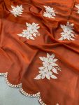 DESIGNER RANGOLI SILK EMBROIDERY SEQUENCE WITH CUTWORK BORDER WORK SAREE WITH UNSTITCHED BLOUSE WEDDING WEAR WHOLESALE PRICE ETHNIC GARMENT (4)