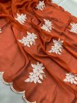 DESIGNER RANGOLI SILK EMBROIDERY SEQUENCE WITH CUTWORK BORDER WORK SAREE WITH UNSTITCHED BLOUSE WEDDING WEAR WHOLESALE PRICE ETHNIC GARMENT (4)