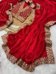 DESIGNER RANGOLI SILK SEQUENCE EMBROIDERY WORK LACE BORDER WORK SAREE WITH UNSTITCHED BLOUSE WEDDING WEAR WHOLESALE PRICE ETHNIC GARMENT (3)