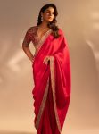 DESIGNER RANGOLI SILK SEQUENCE EMBROIDERY WORK LACE BORDER WORK SAREE WITH UNSTITCHED BLOUSE RED