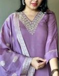 DESIGNER RAYON EMBROIDERY WORK TOP BOTTOM WITH DUPATTA PURPLE