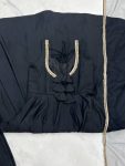 DESIGNER ROMAN SILK CHANDERI FANCY LACE WORK ANARKALI GOWN BOTTOM WITH DUPATTA BLACK (2)