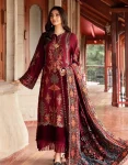 DESIGNER ROMAN SILK SEQUENCE EMBROIDERY WORK TOP BOTTOM WITH DUPATTA MAROON