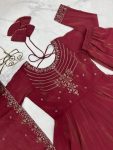 DESIGNER SHIMMER CHANDERI SILK HANDWORK GOWN BOTTOM WITH DUPATTA PARTY WEAR WHOLESALE PRICE ETHNIC GARMENT (9)
