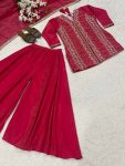DESIGNER SHIMMER SILK EMBROIDERY WITH HANDWORK TOP PALAZZO WITH DUPATTA FESTIVE WEAR WHOLESALE PRICE ETHNIC GARMENT (4)