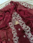 DESIGNER SPACE SILK CODING EMBROIDERY WORK SAREE WITH UNSTITCHED BLOUSE PARTY WEAR WHOLESALE PRICE ETHNIC GARMENT (6)