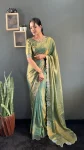DESIGNER SPACE SILK SWAROWSKI &CUT WORK READY TO WEAR SAREE WITH UNSTITCHED BLOUSE PARTY WEAR WHOLESALE PRICE ETHNIC GARMENT (10)