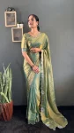 DESIGNER SPACE SILK SWAROWSKI &CUT WORK READY TO WEAR SAREE WITH UNSTITCHED BLOUSE PARTY WEAR WHOLESALE PRICE ETHNIC GARMENT (10)