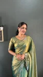 DESIGNER SPACE SILK SWAROWSKI &CUT WORK READY TO WEAR SAREE WITH UNSTITCHED BLOUSE PARTY WEAR WHOLESALE PRICE ETHNIC GARMENT (10)