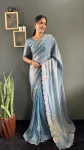 DESIGNER SPACE SILK SWAROWSKI &CUT WORK READY TO WEAR SAREE WITH UNSTITCHED BLOUSE PARTY WEAR WHOLESALE PRICE ETHNIC GARMENT (7)
