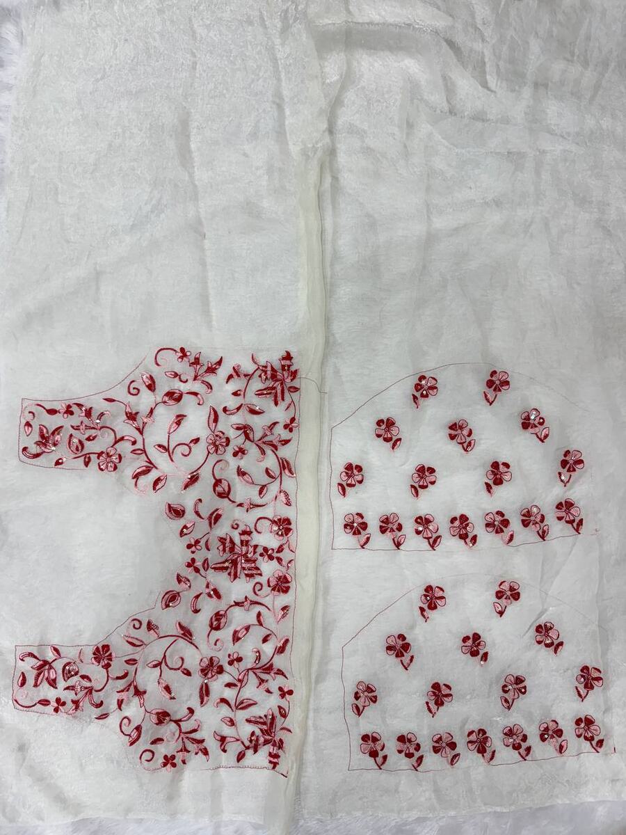 DESIGNER SPACE SILK THREAD AND SEQUENCE EMBROIDERY WORK SAREE WITH UNSTITCHED BLOUSE WEDDING WEAR WHOLESALE PRICE ETHNIC GARMENT (9)