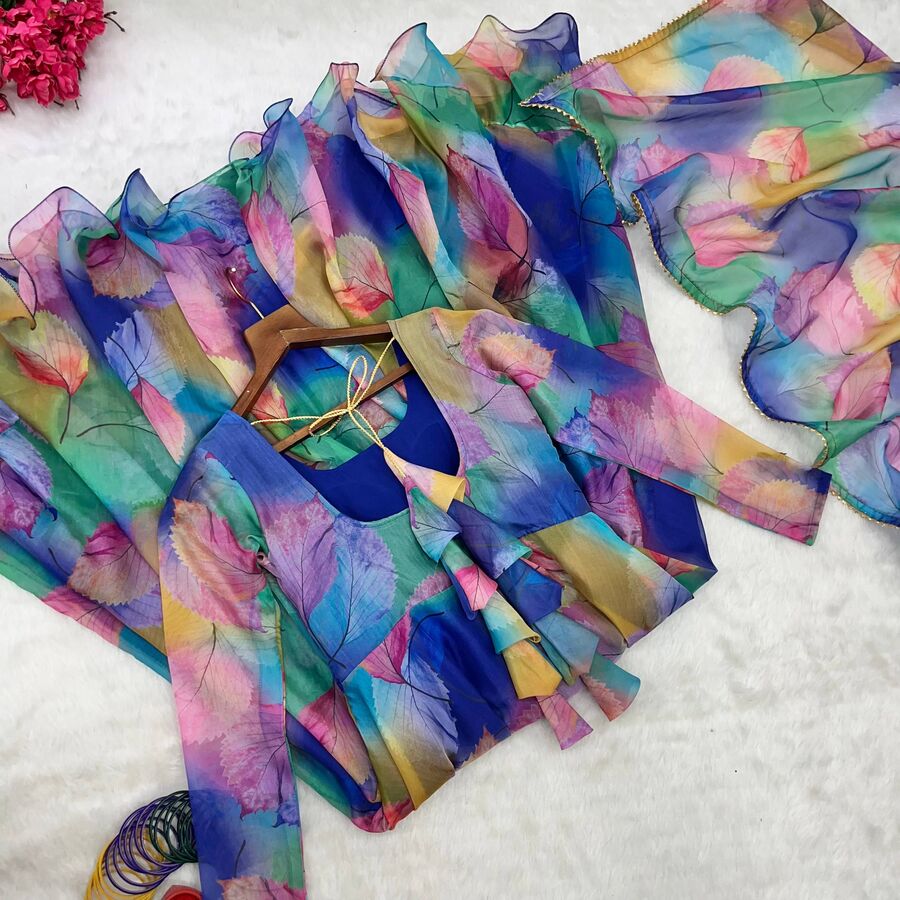 DESIGNER TABBY ORGANZA SILK DIGITAL PRINT WORK GOWN BOTTOM WITH DUPATTA FESTIVE WEAR WHOLESALE PRICE ETHNIC GARMENT (7)