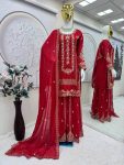 DESIGNER VICHITRA SILK EMBROIDERY SEQUENCE WORK TOP PALAZZO WITH DUPATTA WEDDING WEAR WHOLESALE PRICE ETHNIC GARMENT (2)