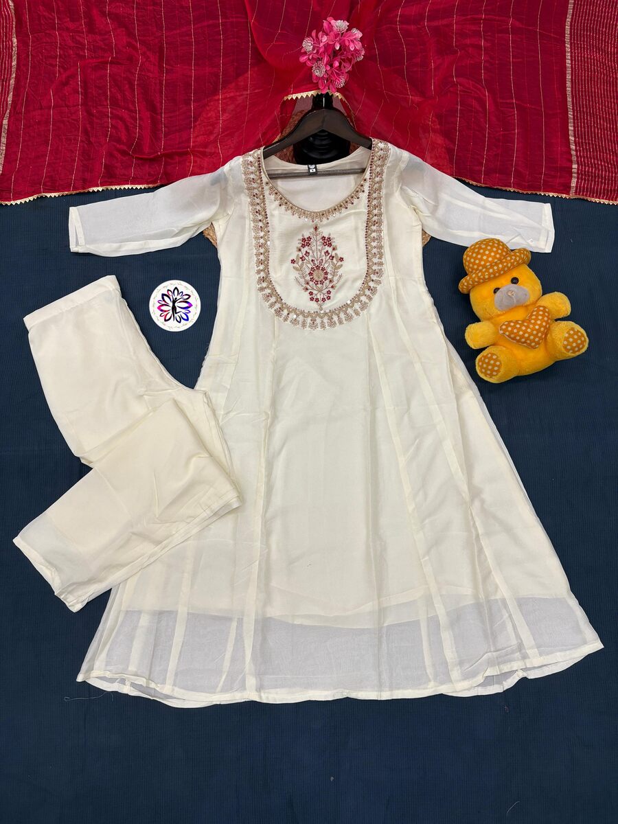 DESIGNER VICHITRA SILK EMBROIDERY WORK TOP BOTTOM WITH DUPATTA FESTIVE WEAR WHOLESALE PRICE ETHNIC GARMENT (5)