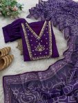 DESIGNER VISCOSE CHANDERI COTTON HAND WORK TOP BOTTOM WITH DUPATTA FESTIVE WEAR WHOLESALE PRICE ETHNIC GARMENT (6)