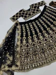 FANCE GEORGETTE CHAIN SEQUENCE WORK WITH DIMOND HAND WORK LEHENGA CHOLI WITH DUPATTA WEDDING WEAR WHOLESALE PRICE ETHNIC GARMENT (2)
