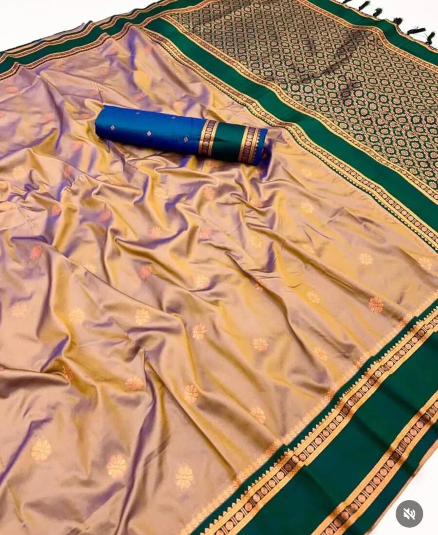 FANCY BANARASI SILK GOLDEN BANARASI ZARI WEAVING WORK SAREE WITH UNSTITCHED BLOUSE FESTIVE WEAR WHOLESALE PRICE ETHNIC GARMENT (1)