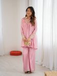 FANCY CHINON EMBROIDERY SEQUENCE WORK TOP PALAZZO SET BABY PINK