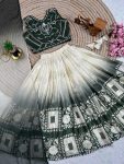 FANCY CHINON SILK EMBROIDERY WORK LEHENGA CHOLI WITH DUPATTA FESTIVE WEAR WHOLESALE PRICE ETHNIC GARMENT (2)