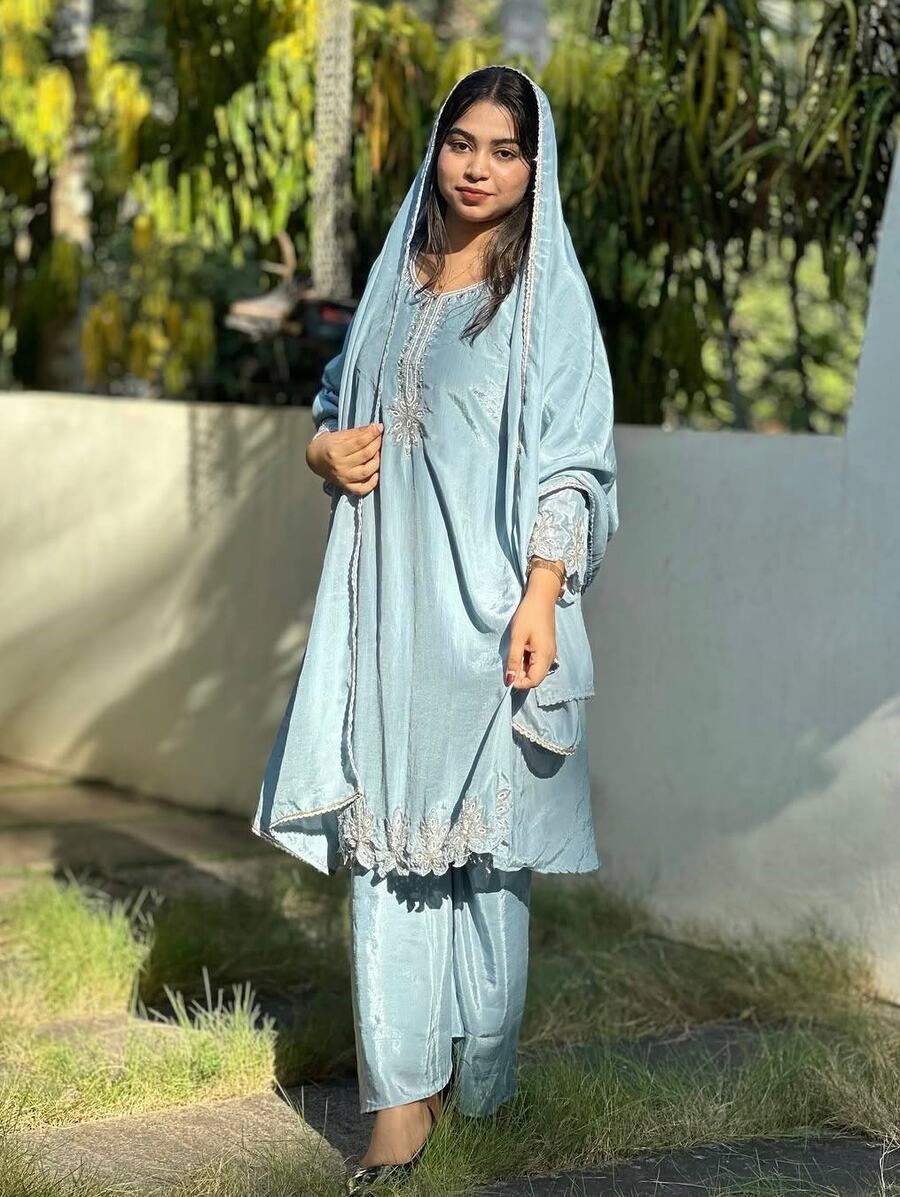 FANCY CHINON SILK SEQUENCE & ZARI EMBROIDERY WORK TOP PALAZZO WITH DUPATTA FESTIVE WEAR WHOLESALE PRICE ETHNIC GARMENT (12)